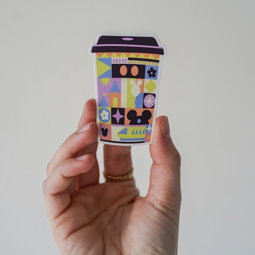 Main Street Latte Disney-inspired sticker featuring a to-go coffee cup design.