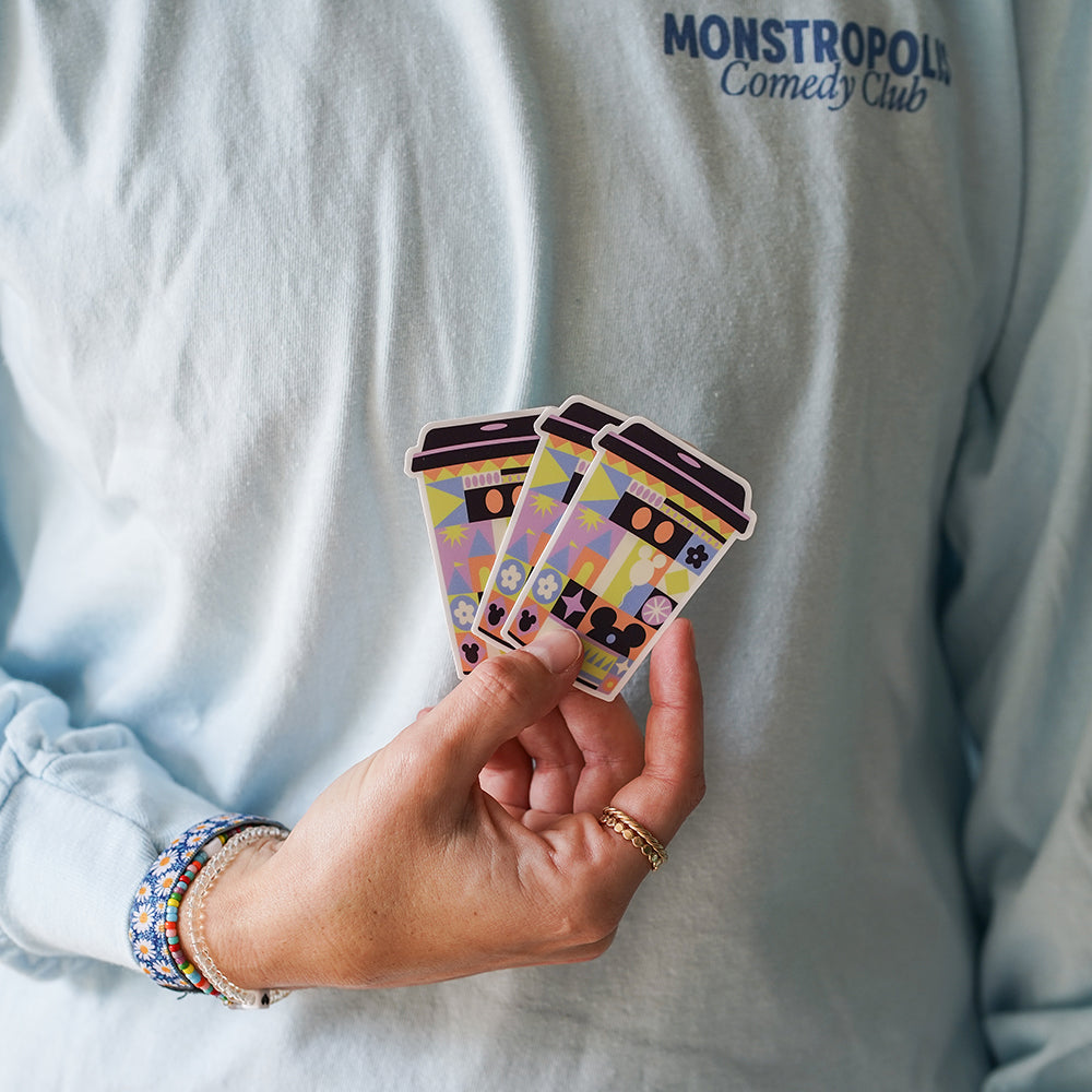 Main Street Latte Disney-inspired sticker featuring a to-go coffee cup design.