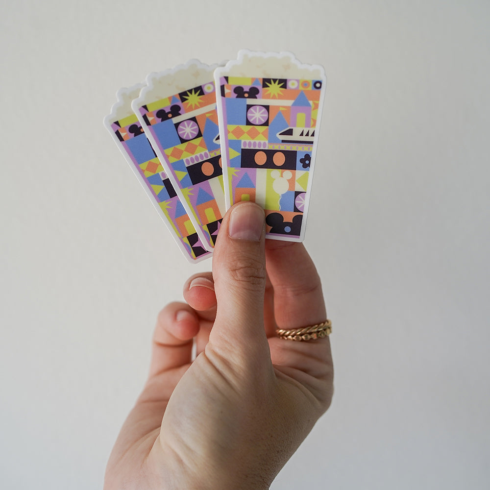 Main Street Popcorn Disney-inspired sticker featuring popcorn bucket design.