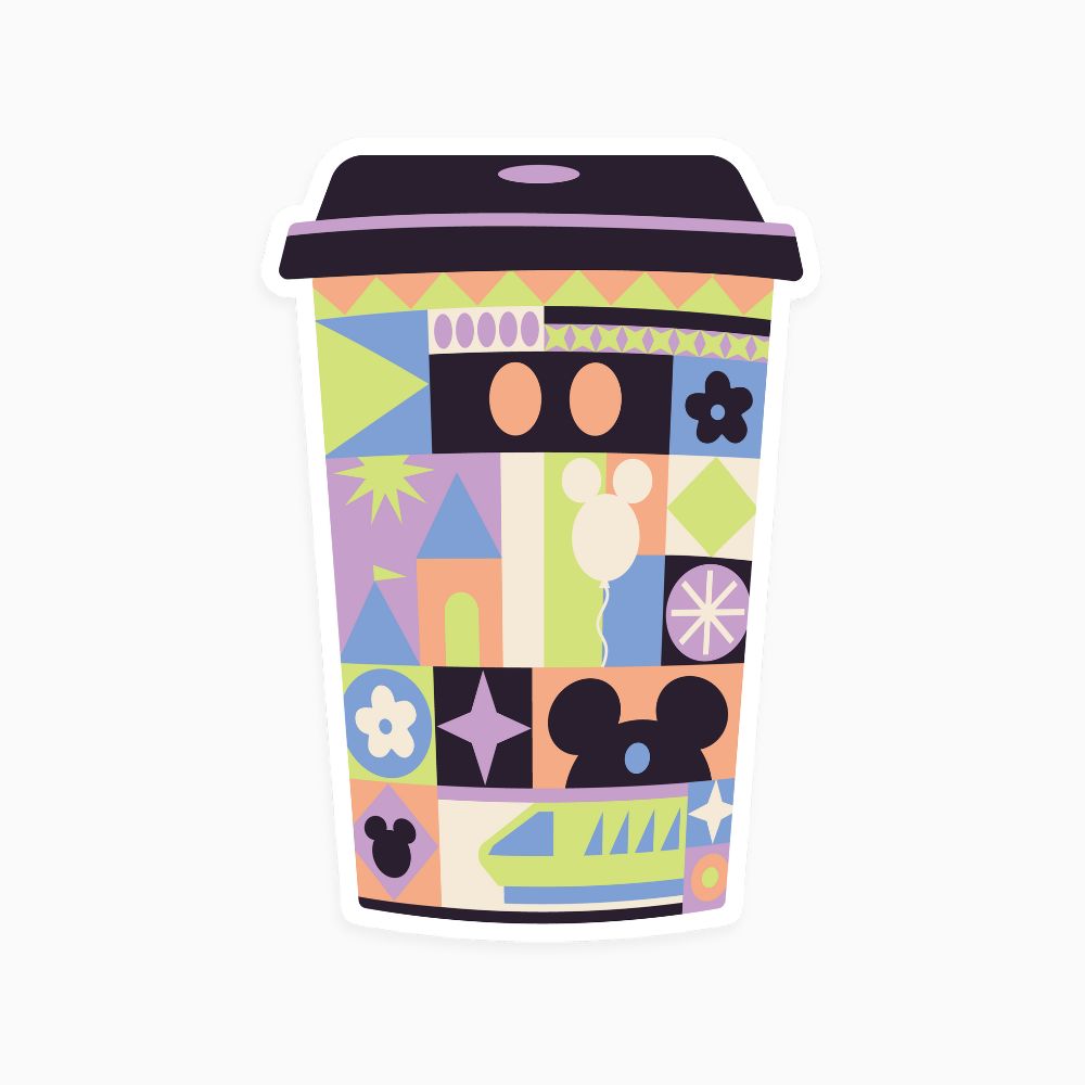 Main Street Latte Disney-inspired sticker featuring a to-go coffee cup design.