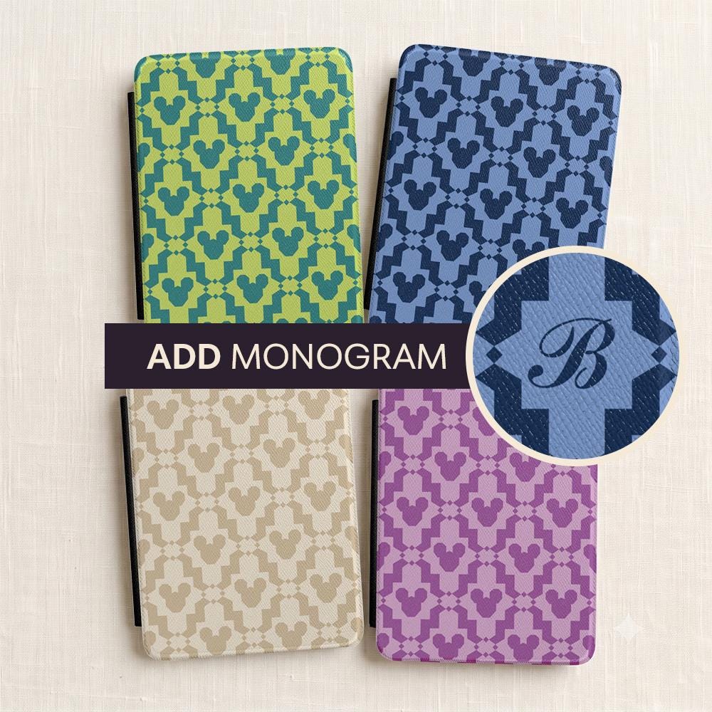 Personalized Kindle Paperwhite 12th Generation Case Custom Monogram Mouse Ear Pattern Magnetic PU Leather Kindle Cover Disney Gift