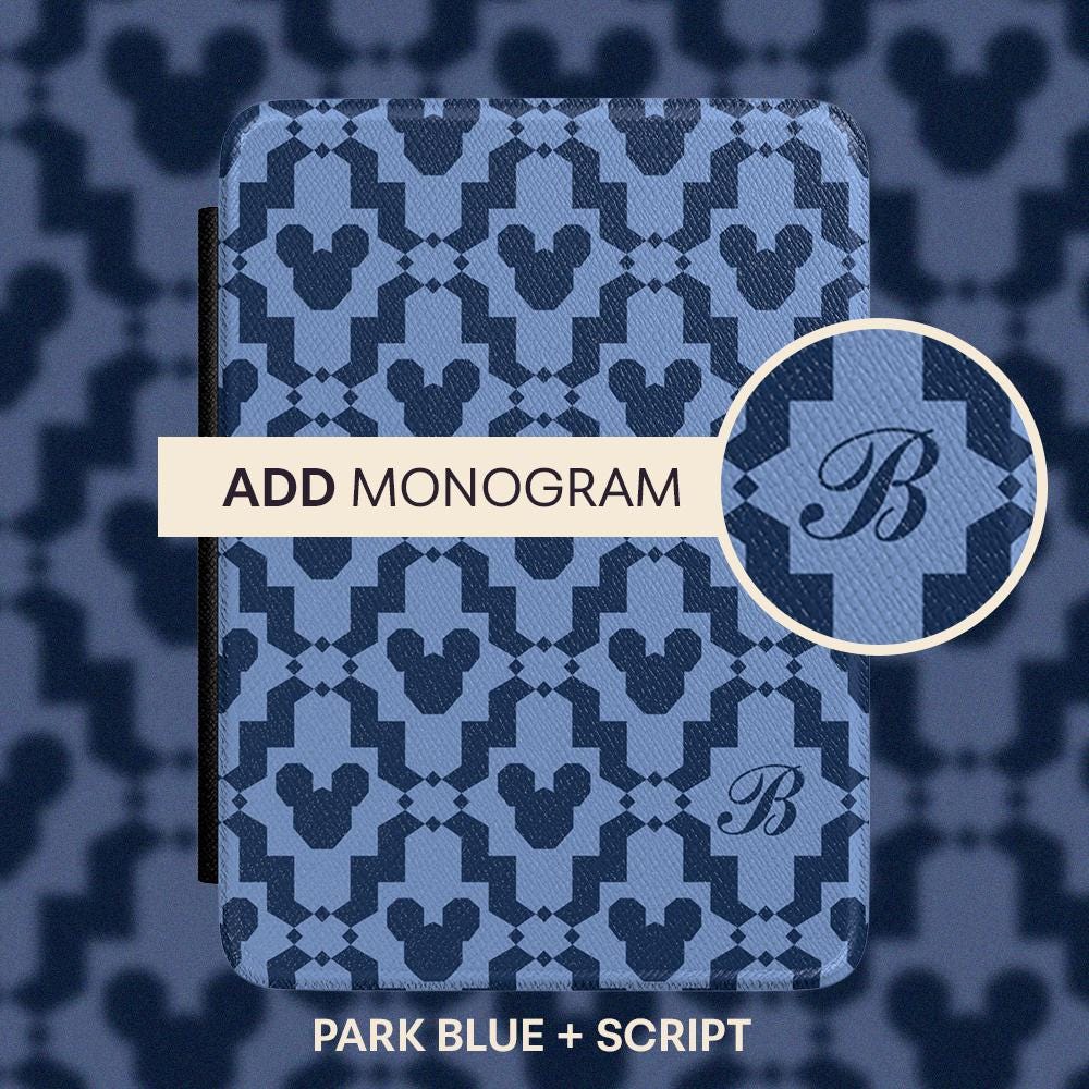 Personalized Kindle Paperwhite 12th Generation Case Custom Monogram Mouse Ear Pattern Magnetic PU Leather Kindle Cover Disney Gift